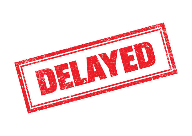 red delayed stamp. horizontal composition.