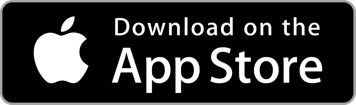 Black rectangle with the white Apple logo on the left and the text Download on the App Store in white on the right.