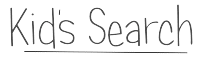 The words Kids Search are written in a playful, handwritten-style font with a thin line underneath.