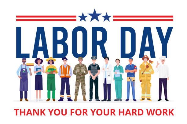 a drawing of assorted employees, with the words "Labor Day: thank you for your hard work"