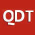 White letters QDT on a red background; the tail of the Q overlaps slightly with the bottom edge.