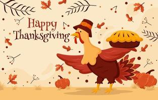 thanksgiving turkey with a pie and the words "Happy Thanksgiving"